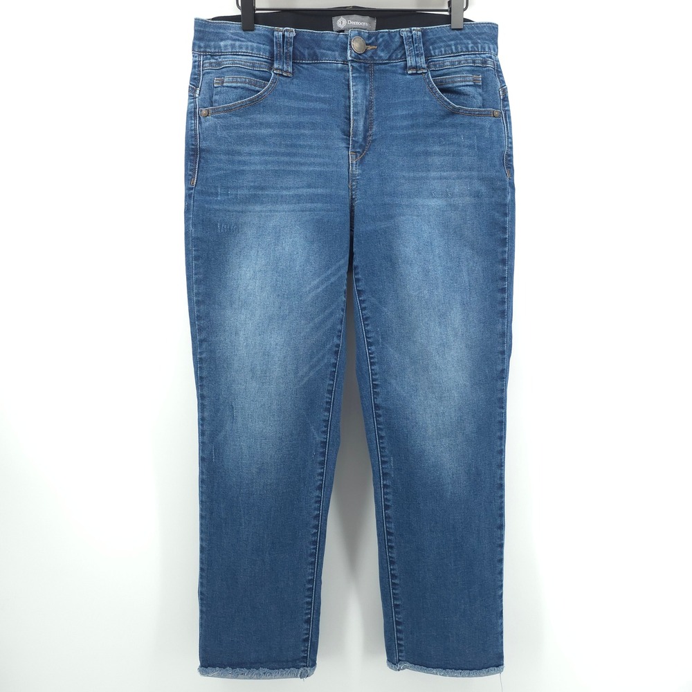Democracy Ab Technology Women Straight Leg Jeans 14W Blue Raw Hem WN1X2427JI